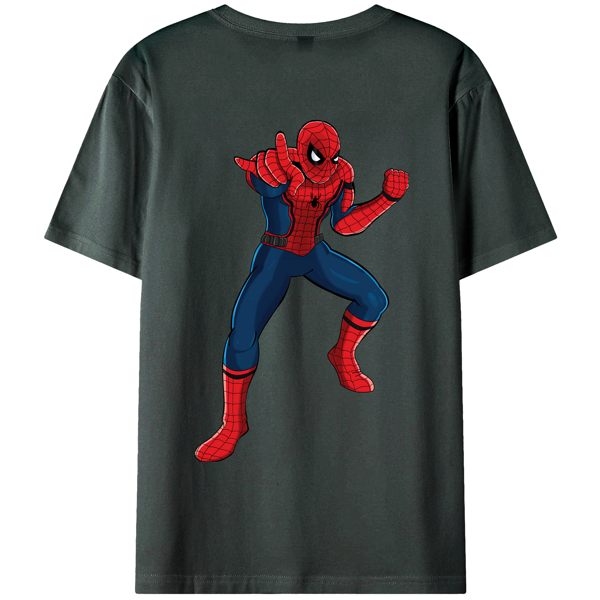 （画像用） Spider Man スパイダーマン 綿100％ メンズ半袖Tシャツ（バックプリント） 通気性